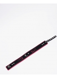 Черно-розовый кожаный ошейник с розовой строчкой - Crazy Handmade - купить с доставкой в Пензе