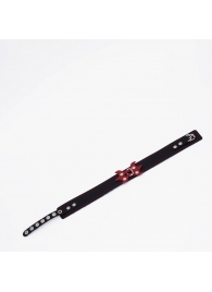 Черный ошейник с красным декором и строчкой - Crazy Handmade - купить с доставкой в Пензе