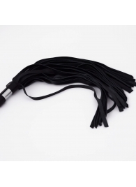 Черный кожаный флоггер со стальной ручкой - 45 см. - Crazy Handmade - купить с доставкой в Пензе