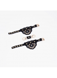 Черные наручники с золотистой фурнитурой - Crazy Handmade - купить с доставкой в Пензе