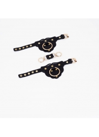 Черные наручники с золотистой фурнитурой - Crazy Handmade - купить с доставкой в Пензе