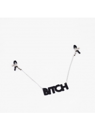 Зажимы на соски с кожаной подвеской Bitch - Crazy Handmade - купить с доставкой в Пензе