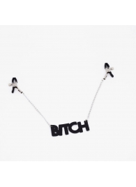 Зажимы на соски с кожаной подвеской Bitch - Crazy Handmade - купить с доставкой в Пензе