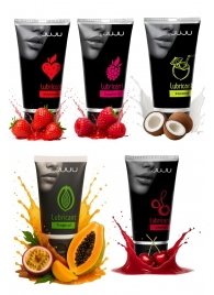 Набор из 5 съедобных лубрикантов JUJU (клубника, малина, тропические фрукты, вишня, кокос) - JuJu - купить с доставкой в Пензе