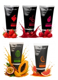 Набор из 5 съедобных лубрикантов JUJU (клубника, малина, тропические фрукты, вишня, грейпфрут) - JuJu - купить с доставкой в Пензе