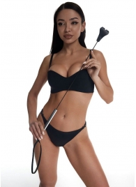 Стек с черным кожаным наконечником в виде сердца и металлической ручкой - 67 см. - Crazy Handmade - купить с доставкой в Пензе