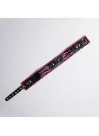 Черно-розовый ошейник с золотистой фурнитурой - Crazy Handmade - купить с доставкой в Пензе