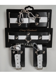 Набор фиксаторов из черной и белой натуральной кожи - Crazy Handmade - купить с доставкой в Пензе