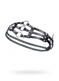 Черный кожаный пояс с кольцами - Pecado - купить с доставкой в Пензе