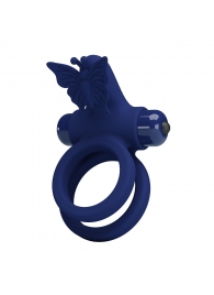 Синее эрекционное кольцо с вибростимуляцией клитора - Baile - в Пензе купить с доставкой