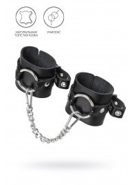 Черные наручники из толстой натуральной кожи с люверсами - Pecado - купить с доставкой в Пензе