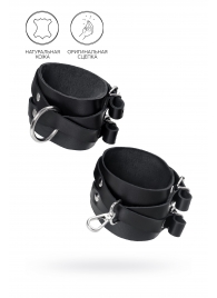 Черные кожаные оковы с двумя перекрёстными ремешками - Pecado - купить с доставкой в Пензе