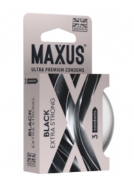 Черные утолщенные презервативы MAXUS Extra Strong с железным кейсом - 3 шт. - Maxus - купить с доставкой в Пензе