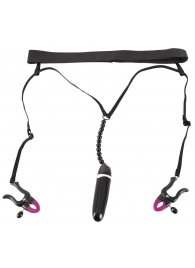 Женские вибростринги с зажимами для половых губ Spreader String with Vibrator - Orion - купить с доставкой в Пензе