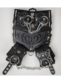 Черный ажурный кожаный набор фиксаций - Crazy Handmade - купить с доставкой в Пензе