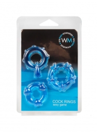 Набор из 3 синих эрекционных колец с различным рельефом - Erowoman-Eroman - в Пензе купить с доставкой