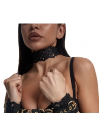 Черный ажурный чокер с золотистой фурнитурой - Crazy Handmade - купить с доставкой в Пензе