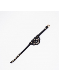 Черный чокер с клепками и золотистой фурнитурой - Crazy Handmade - купить с доставкой в Пензе