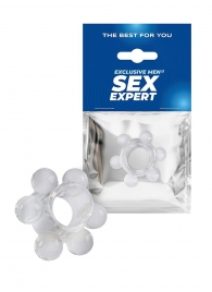 Прозрачное эрекционное кольцо с 6 стимулирующими шариками - Sex Expert - в Пензе купить с доставкой
