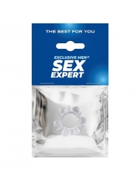 Прозрачное эрекционное кольцо с шариками и шипами - Sex Expert - в Пензе купить с доставкой