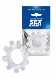Прозрачное эрекционное кольцо со стимулирующими шариками - Sex Expert - в Пензе купить с доставкой