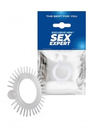 Эластичное эрекционное кольцо с шипиками и шариком - Sex Expert - в Пензе купить с доставкой