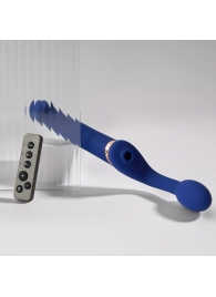 Синий безремневой страпон Multi Orgasm Bendable Strap-On size L с клиторальной стимуляцией - Strap-on-me - купить с доставкой в Пензе