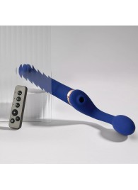 Синий безремневой страпон Multi Orgasm Bendable Strap-On size XL с клиторальной стимуляцией - Strap-on-me - купить с доставкой в Пензе