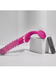 Ярко-розовый безремневой страпон Multi Orgasm Bendable Strap-On size L с клиторальной стимуляцией - Strap-on-me - купить с доставкой в Пензе