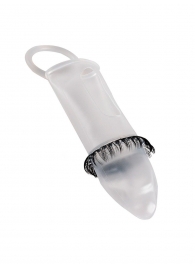 Закрытая насадка на пенис с подхватом мошонки и стимулирующими «ресничками» - Sextaz - в Пензе купить с доставкой