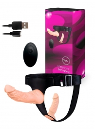 Женский страпон с 2 насадками, вибрацией и пультом ДУ - Erowoman-Eroman - купить с доставкой в Пензе