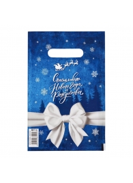 Сине-белый подарочный новогодний пакет с вырубной ручкой (20х30 см) - Сима-Ленд - купить с доставкой в Пензе