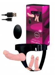 Женский страпон с 3 насадками и вибрацией - Erowoman-Eroman - купить с доставкой в Пензе