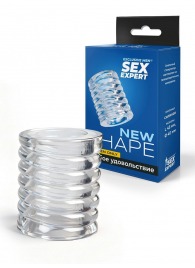 Прозрачная сквозная насадка на пенис с ребрышками - Sex Expert - в Пензе купить с доставкой