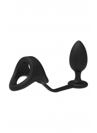 Черное эрекционное кольцо с анальной пробкой Cockstrap With Anal Plug - Dream Toys - в Пензе купить с доставкой