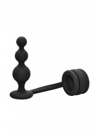 Черное эрекционное кольцо с анальной елочкой Cockring With Beaded Anal Plug - Dream Toys - в Пензе купить с доставкой