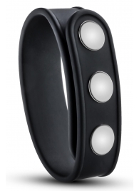 Черное эрекционное кольцо на кнопках - Blush Novelties - в Пензе купить с доставкой