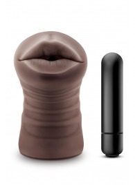 Коричневый мастурбатор-ротик Krystal Vibrating Masturbator - Blush Novelties - в Пензе купить с доставкой