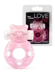 Розовое эрекционное виброкольцо в форме мишки - 1137 - в Пензе купить с доставкой