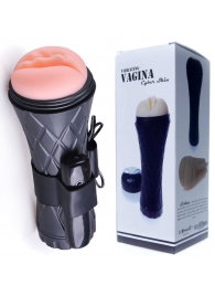 Телесный мастурбатор-вагина в черной колбе с вибрацией - Boys of Toys - в Пензе купить с доставкой