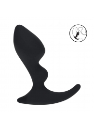 Черная анальная пробка для массажа простаты Double Ripple Silicone Prostate Massager - Shots Media BV - в Пензе купить с доставкой