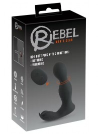 Черная анальная пробка с вибрацией, вращением и пультом ДУ RC Butt Plug with 2 Functions - Orion - в Пензе купить с доставкой