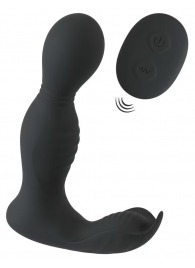 Черная анальная пробка с вибрацией, вращением и пультом ДУ RC Butt Plug with 2 Functions - Orion - в Пензе купить с доставкой