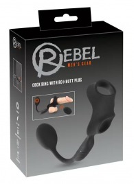 Черное виброкольцо с анальной пробкой Cock Ring with RC Butt Plug - Orion - в Пензе купить с доставкой