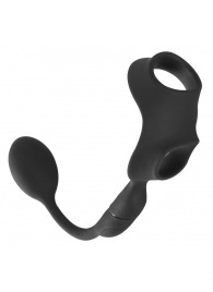 Черное виброкольцо с анальной пробкой Cock Ring with RC Butt Plug - Orion - в Пензе купить с доставкой