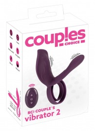 Фиолетовая насадка на член с клиторальным отростком и пультом ДУ RC Couple’s Vibrator 2 - Orion - в Пензе купить с доставкой