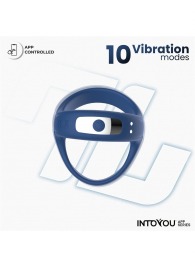 Синее интерактивное эрекционное виброкольцо Rank - Intoyou - в Пензе купить с доставкой