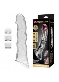 Прозрачный фаллоудлинитель с 3 вставками - 28 см. - Baile - в Пензе купить с доставкой