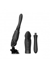 Черная секс-машина с функцией нагрева, насадками и присоской Sesh - Zalo - купить с доставкой в Пензе