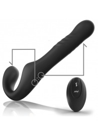 Черный безремневой страпон с вибрацией и возвратно-поступательными движениями - 24 см. - Ibiza - купить с доставкой в Пензе